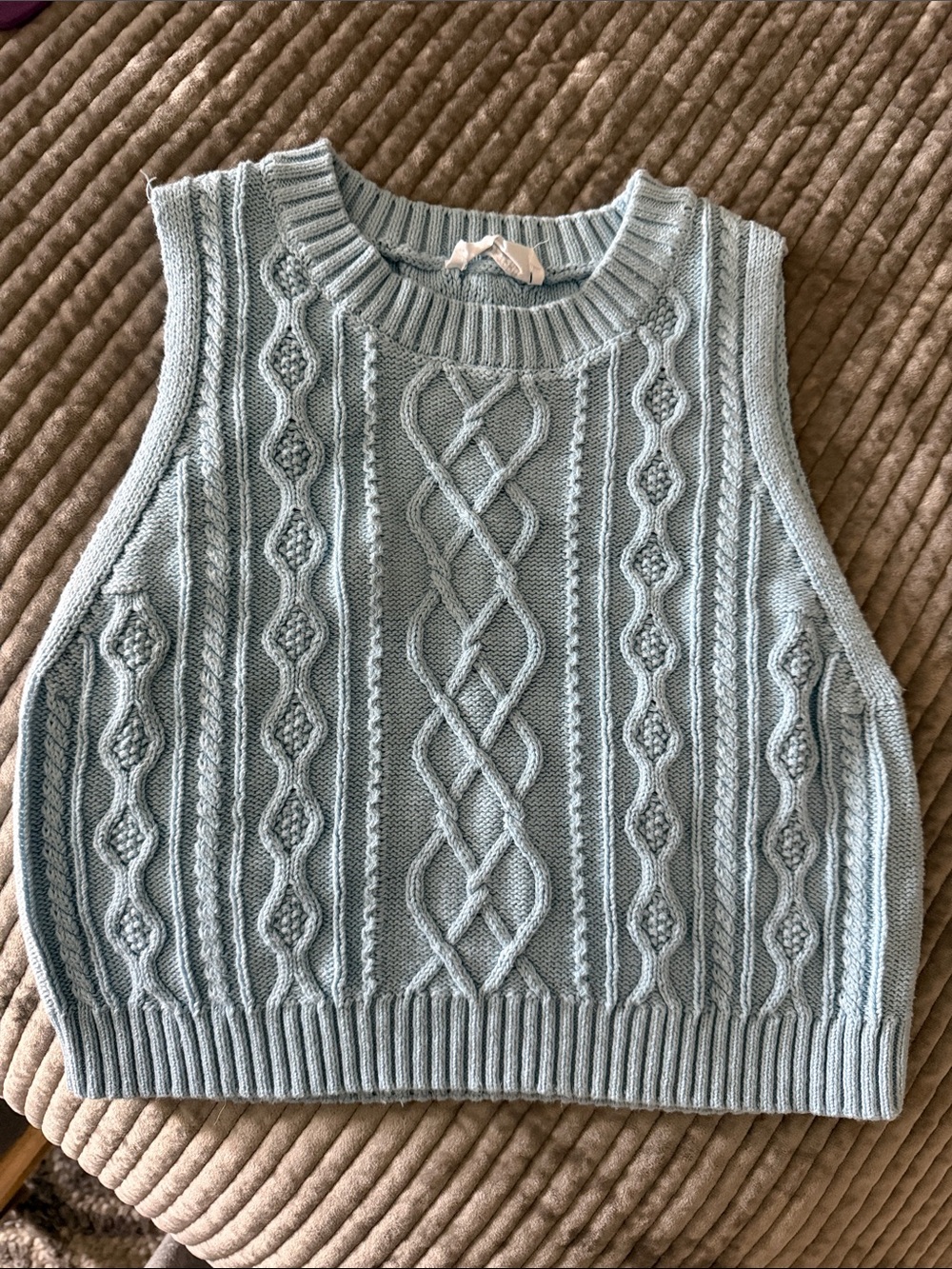 Double Zero Light Blue Cable Knit Cropped pullover sweater vest